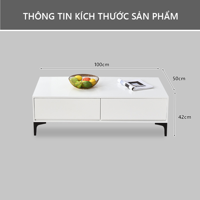 Bàn trà sofa thông minh tone trắng phong cách hiện đại thương hiệu IGA - GP319