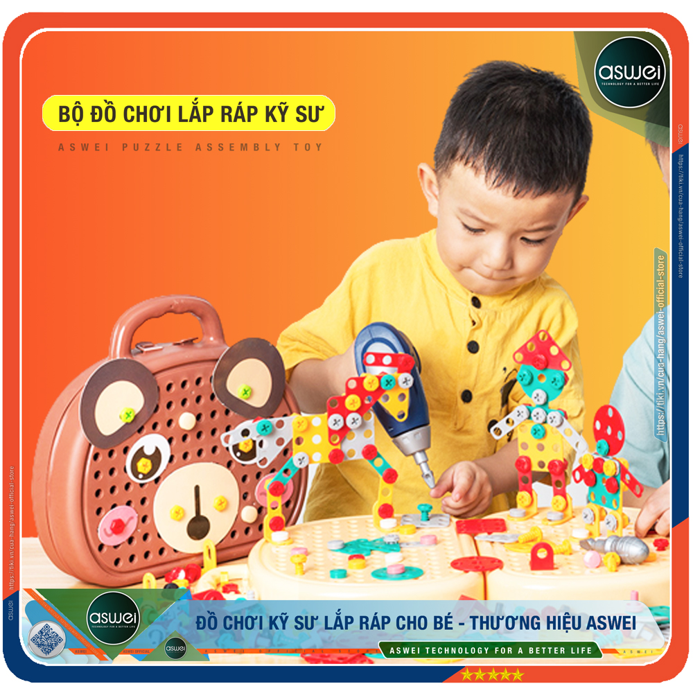 Đồ Chơi Trẻ Em ASWEI - Đồ Chơi Lắp Ráp, Xếp Hình Kỹ Sư Cho Bé Trai - Đồ Chơi Cho Bé, Chất Liệu ABS An Toàn - Đồ Chơi Lắp Ráp Cho Bé ASWEI Giúp Giáo Dục Sớm, Phát Triển Trí Tuệ Và Kỹ Năng - Hàng Chính Hãng