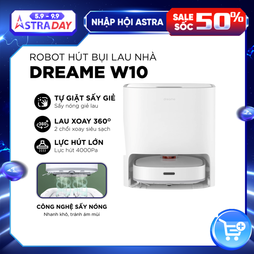 Robot Hút Bụi Lau Nhà Dreame Bot W10 / W10 Pro– Tự Động Giặt Giẻ, Sấy Khô - Hàng chính hãng