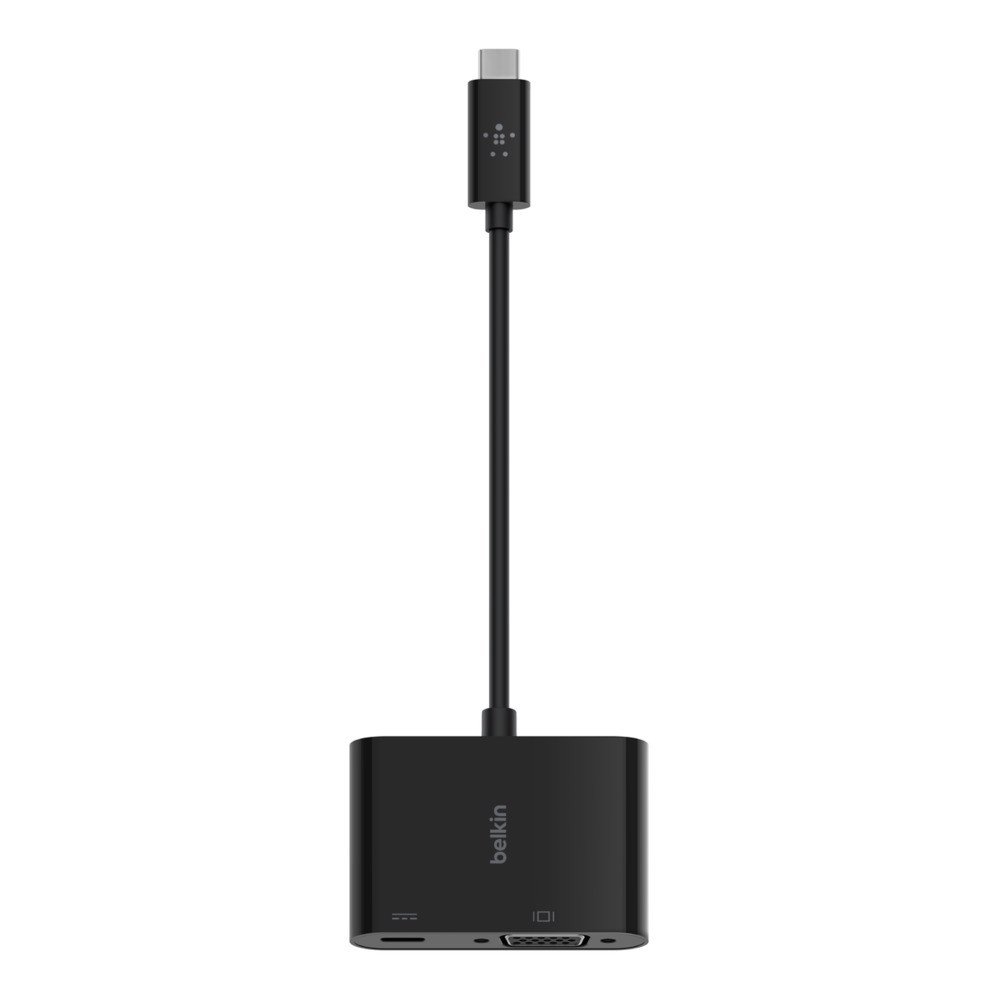 Cáp chuyển đổi USB Type C/Thunderbolt 3 to VGA Belkin cao cấp, hỗ trợ 4K 60Hz, sạc lại PD 60W - Hàng Chính Hãng - AVC001btBK