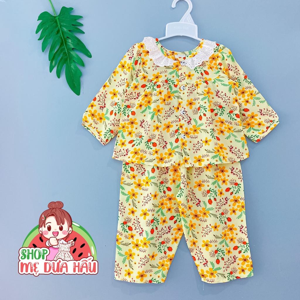 Set bộ bé gái | Bộ lanh bé gái chất tole loại 1 mềm, mát dài tay 8-32kg shop mẹ dưa hấu