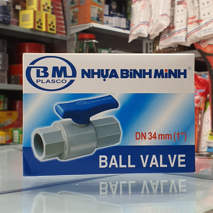 Van khóa nước phi 21, 27, 34, 42, 49, van cầu, van bi nhựa PVC Bình Minh