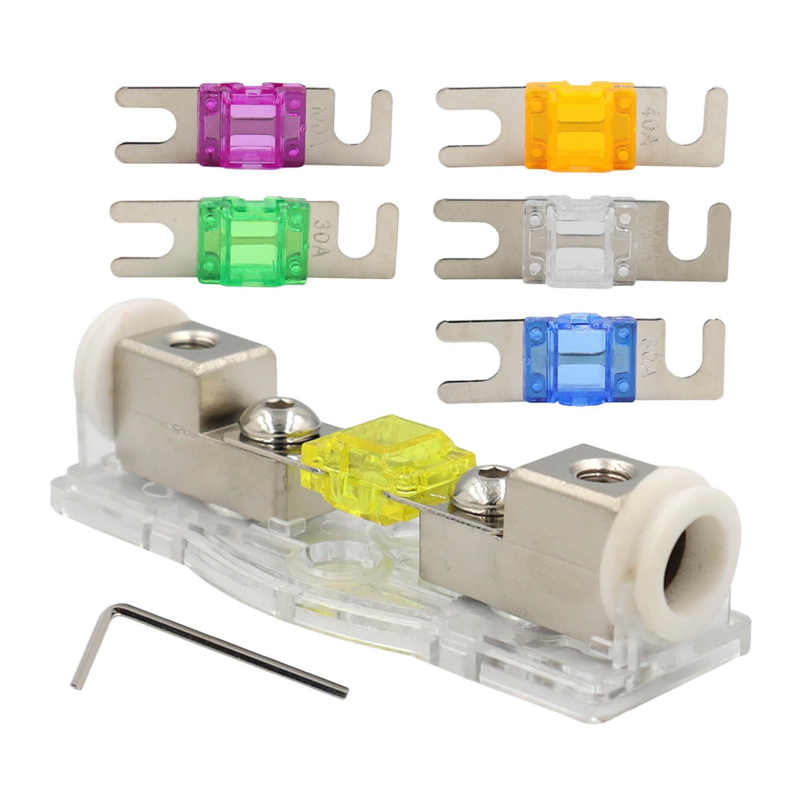Mini 120A Anl Fuse Holder with Fuse 30A 40A 60A 80A 100A for Auto Car Stereo Audio Amplifier