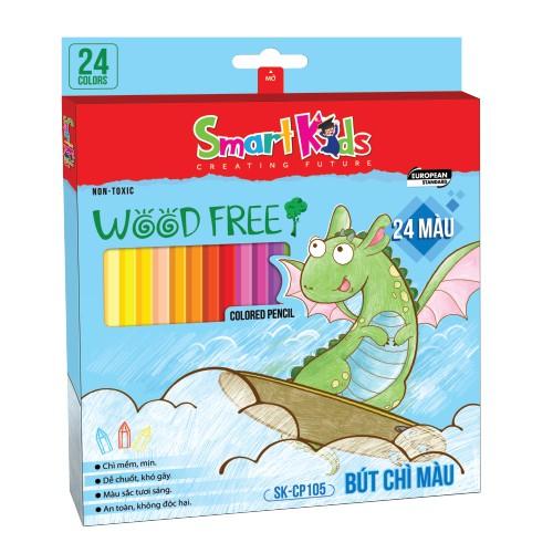 Bút chì màu Smartkids SK-CP105 24 màu, Woodfree, dành cho bé 6 tuổi - 12 tuổi, màu sắc tươi sáng