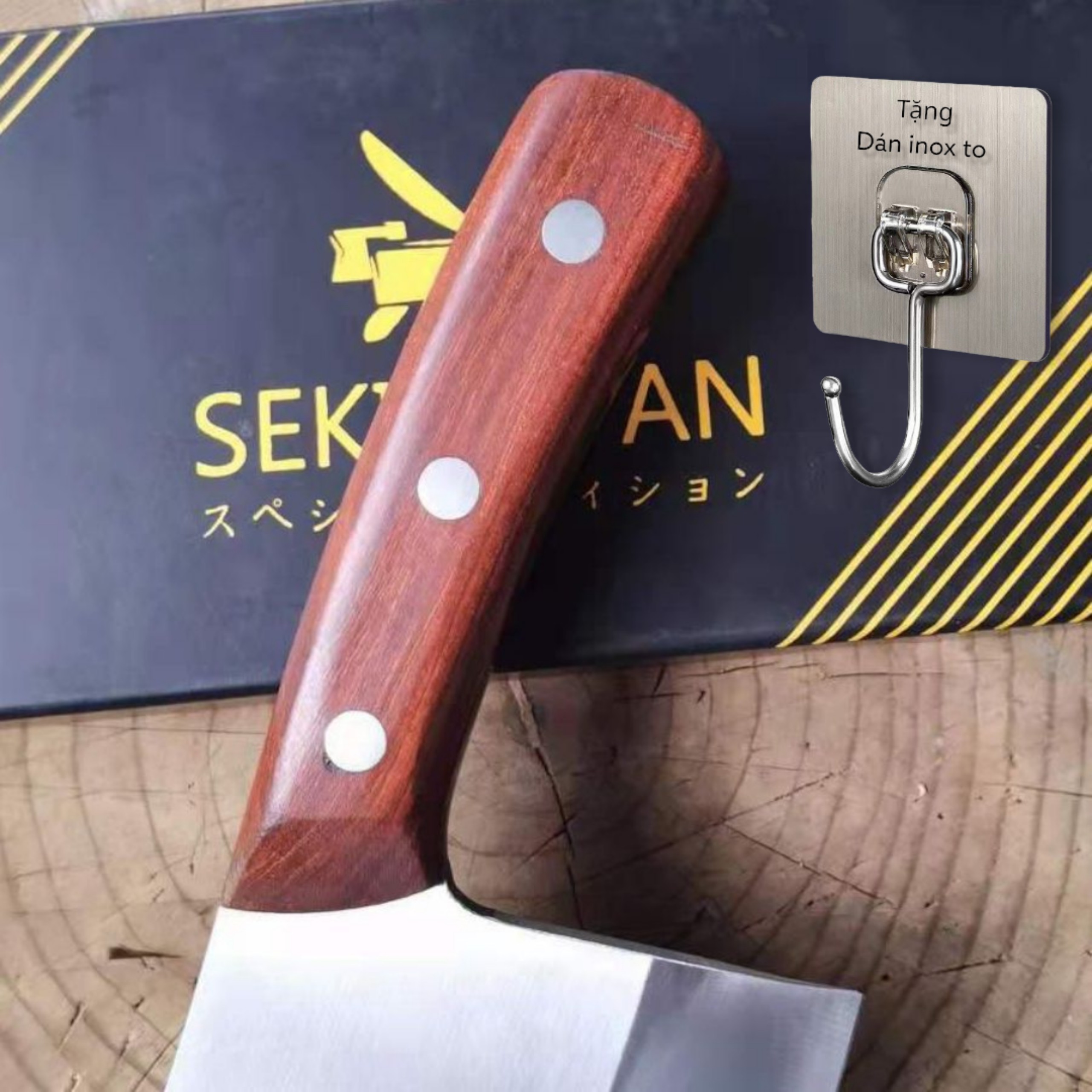 Dao chặt xương ống SEEKII - XỊN cao cấp NHẬT BẢN CHỮ KHẮC BẰNG LADE CHỮ CHÌM bằng thép trắng đúc nguyên khối chống gỉ