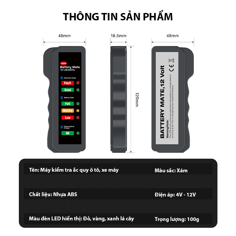 Máy kiểm tra ắc quy ô tô, xe máy-K1816