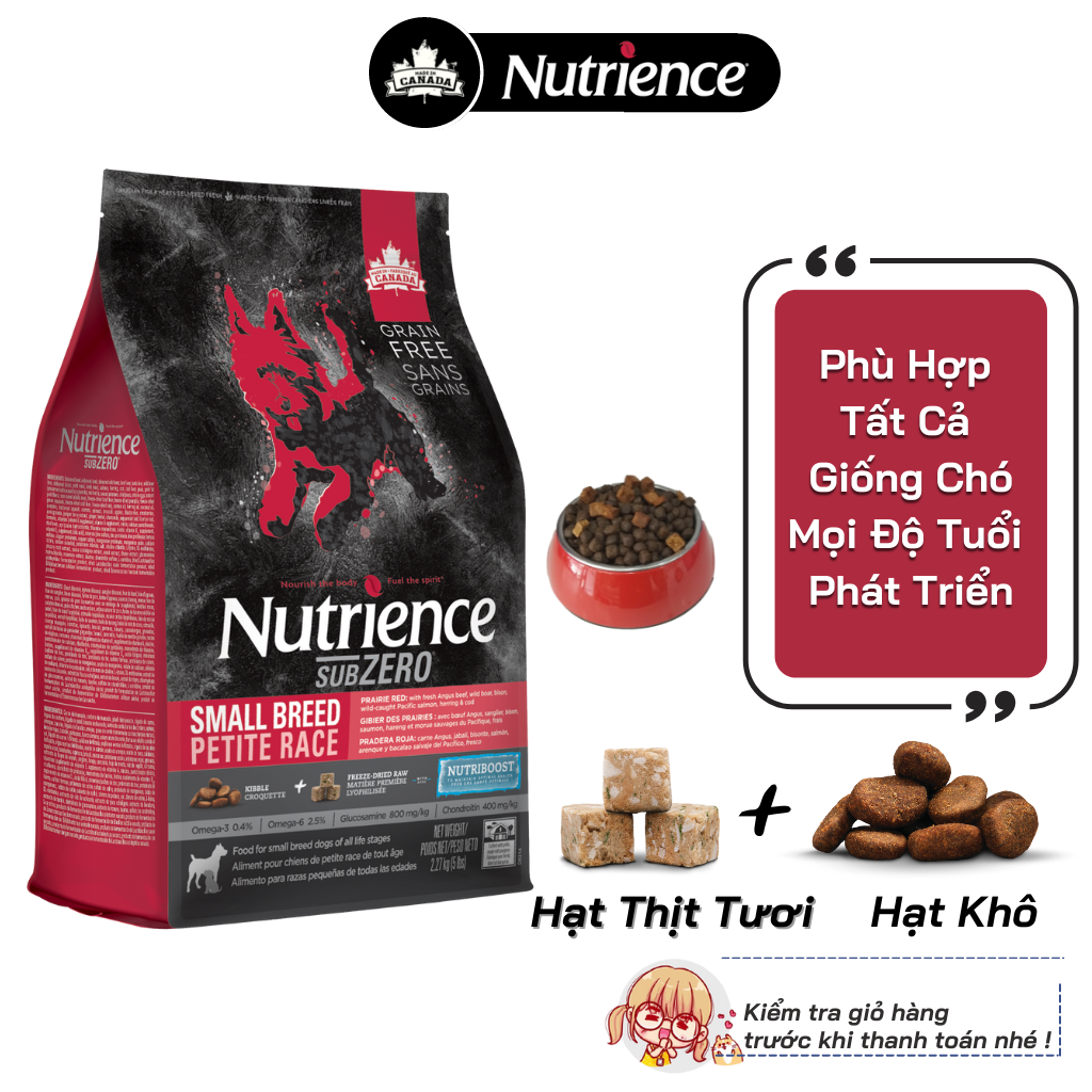 Thức Ăn Hạt Cho Chó Phốc Sóc Nutrience Subzero Bao 5kg - Thịt Gà Tây, Cá Hồi, Rau Củ &amp; Trái Cây