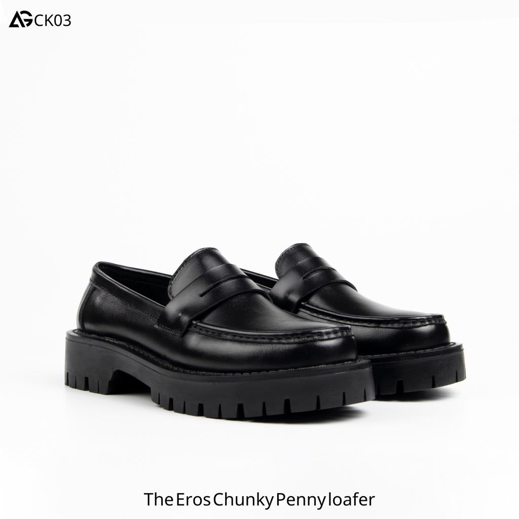 Giày Loafer da bò nhập khẩu đế cao 4,5cm The Eros Chunky Penny Loafer CK03 August bảo hành 12 tháng