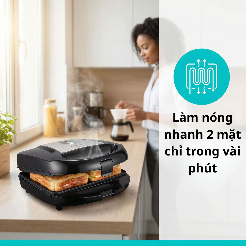 Máy nướng, kẹp bánh mì đa năng 8IN1 Lumabella LB-58052 công suất 800W, khay nướng chống dính tháo rời, dễ dùng, dễ vệ sinh - DELIYA - HÀNG CHÍNH HÃNG