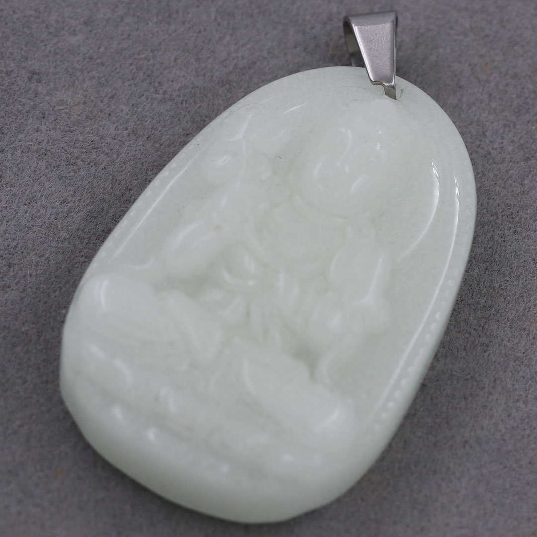 Mặt Dây Chuyền Phật Đại Thế Chí Bồ Tát Đá Dạ Quang Size Nhỏ 3.6cm - Tặng Kèm Móc Inox - Phong Thủy 868 - May Mắn - Bình An