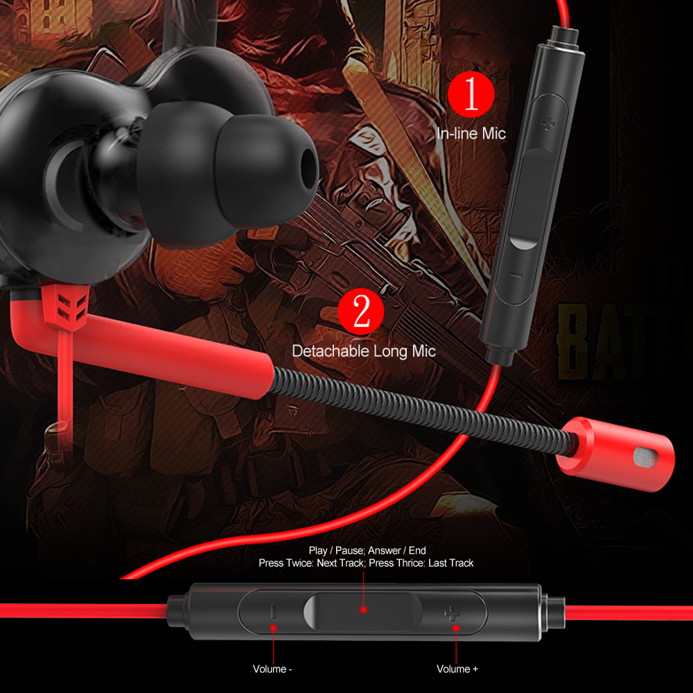 Tai Nghe Nhét Tai Chơi Game V6 3,5 Mm Âm Thanh Nổi Cách Ly Tiếng Ồn Có Thể Tháo Rời