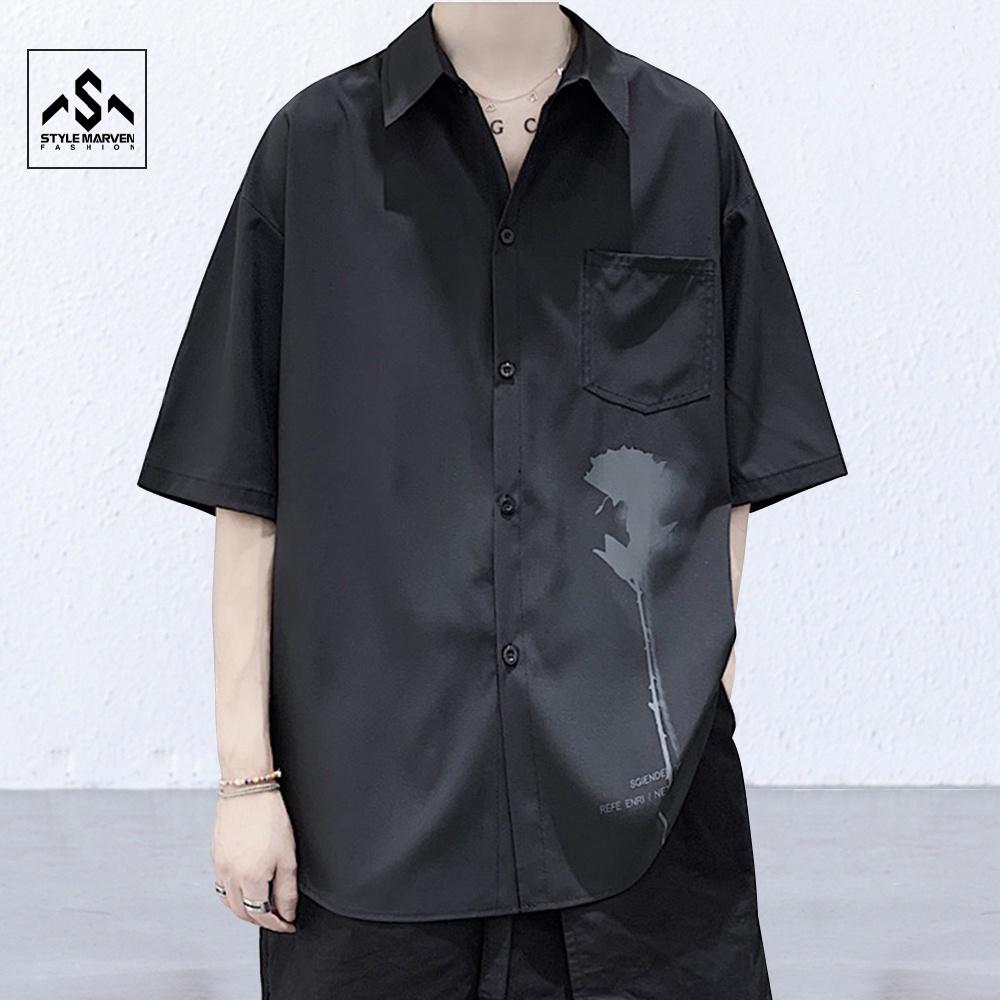 Áo Sơ Mi Nam Hoa Hồng Phai Ngắn Tay Phong Cách Hàn Quốc Stylemarven - AO SOMI 9000041C