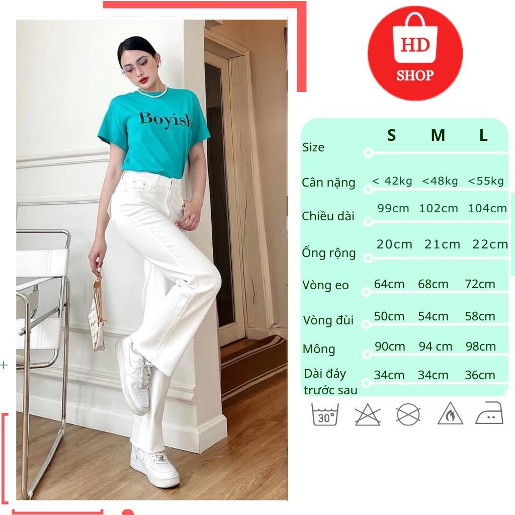 Quần jean ống suông (đen, trắng) HDSHOP lưng cao dáng dài, quần bò nữ ống rộng cạp cao