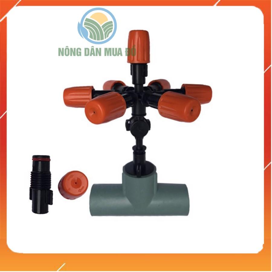 5 Béc Phun Sương Tưới Lan Giá Rẻ 7 Cửa Màu Cam Gắn T 21MM Có Van Chống Rỉ Siêu Mịn