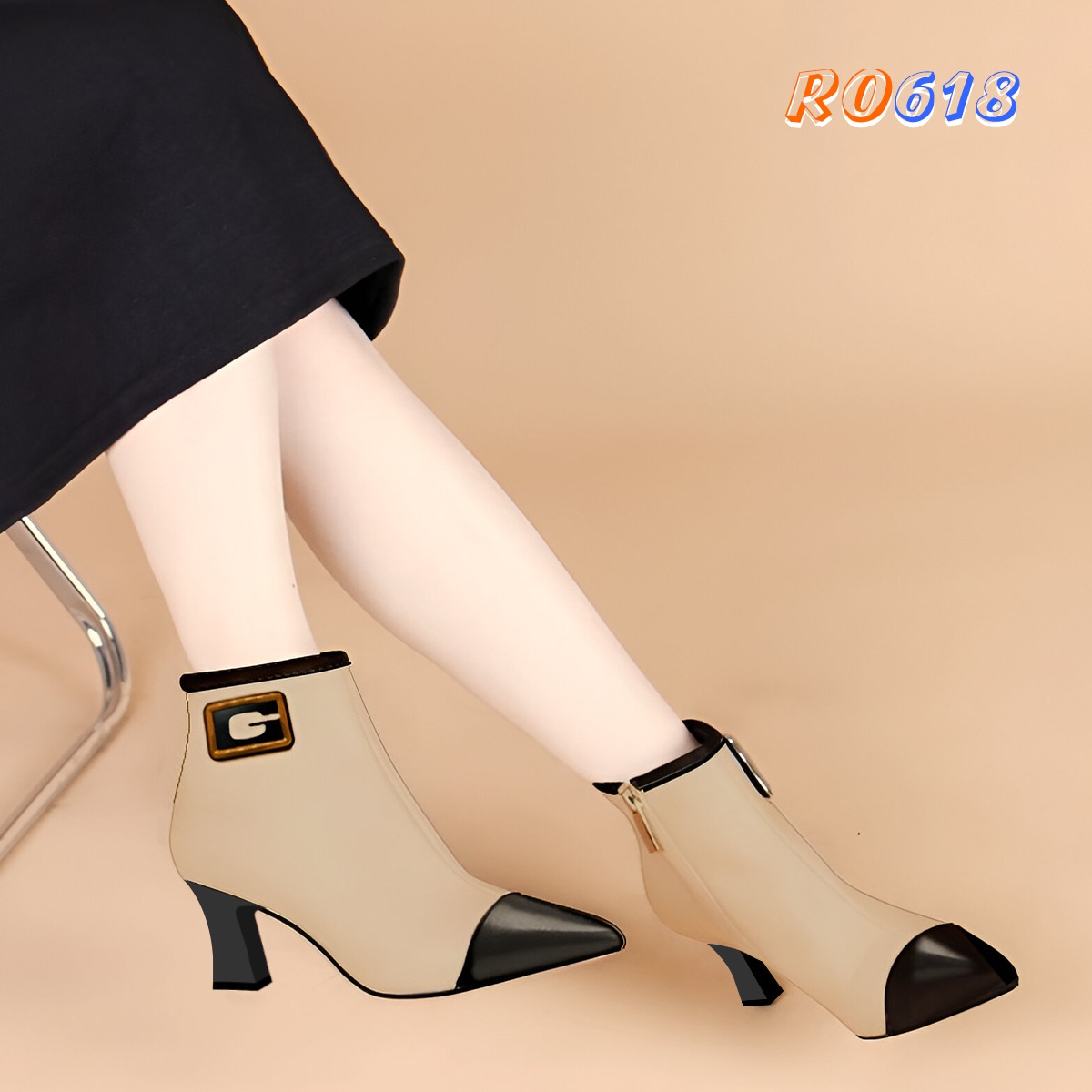 Boots thời trang nữ gót nhọn, gắn tag sang trọng ROSATA RO618 - 5p - HÀNG VIỆT NAM - BKSTORE