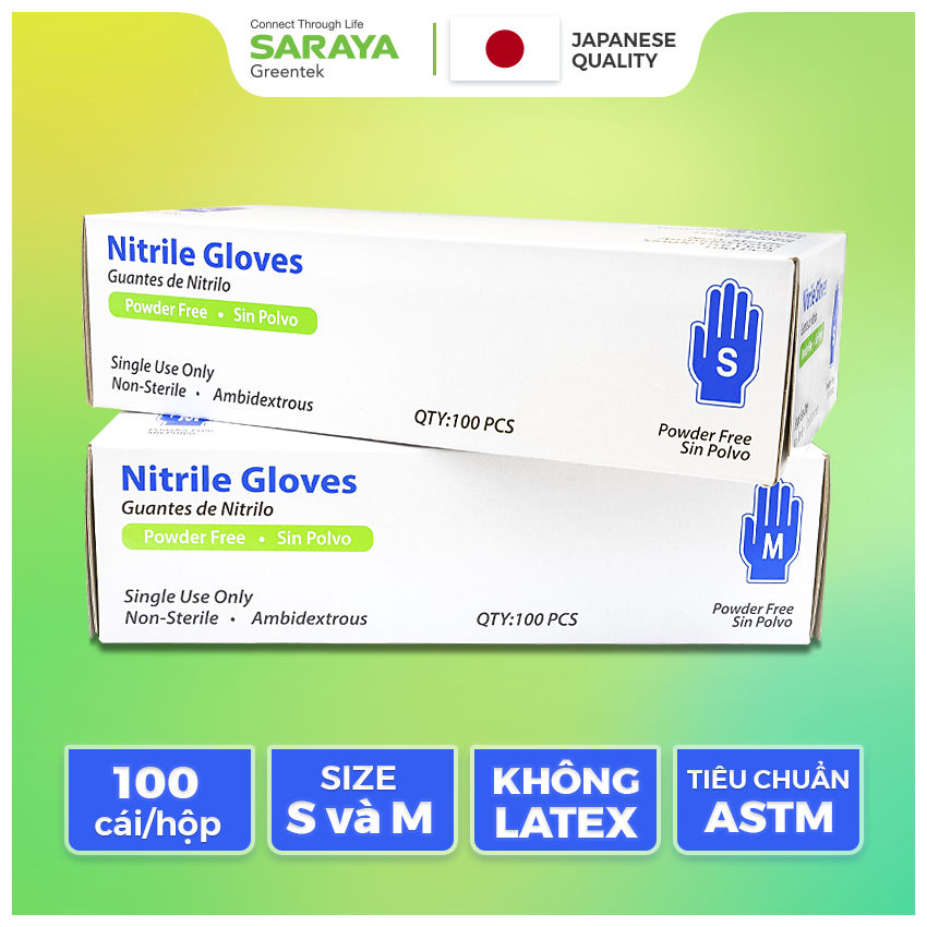 Găng Tay Cao Su Nitrile Huayan Không Bột Dùng Trong Thực Phẩm, Vệ Sinh (Huayan Disposable Nitrile Gloves) - 100 Chiếc/Hộp