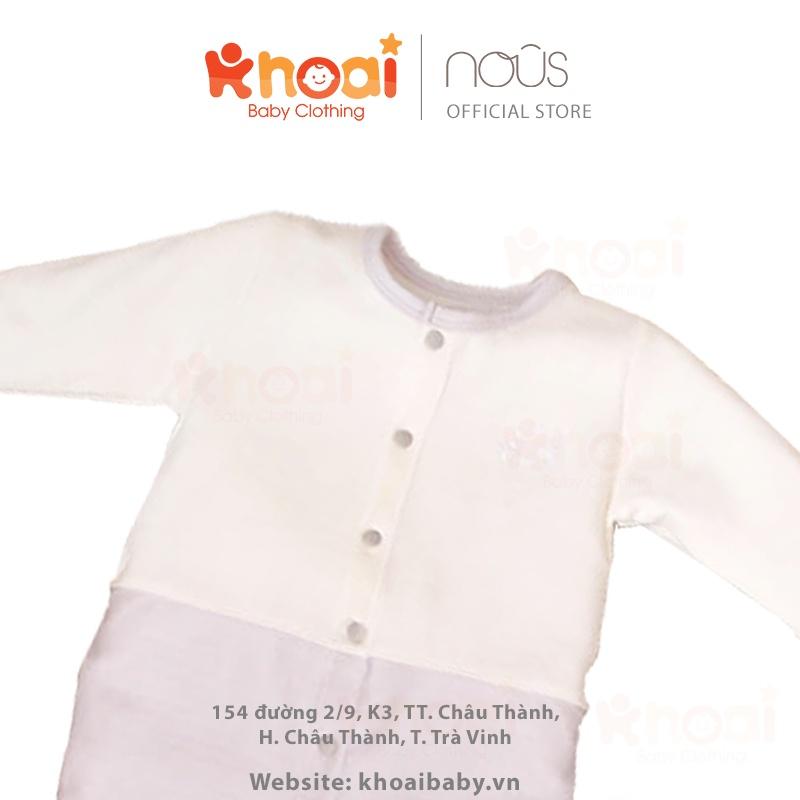 Bộ bodysuit Nous có tất ghi nhạt trắng newborn - Chất liệu Nu Velours 95% cotton thiên nhiên