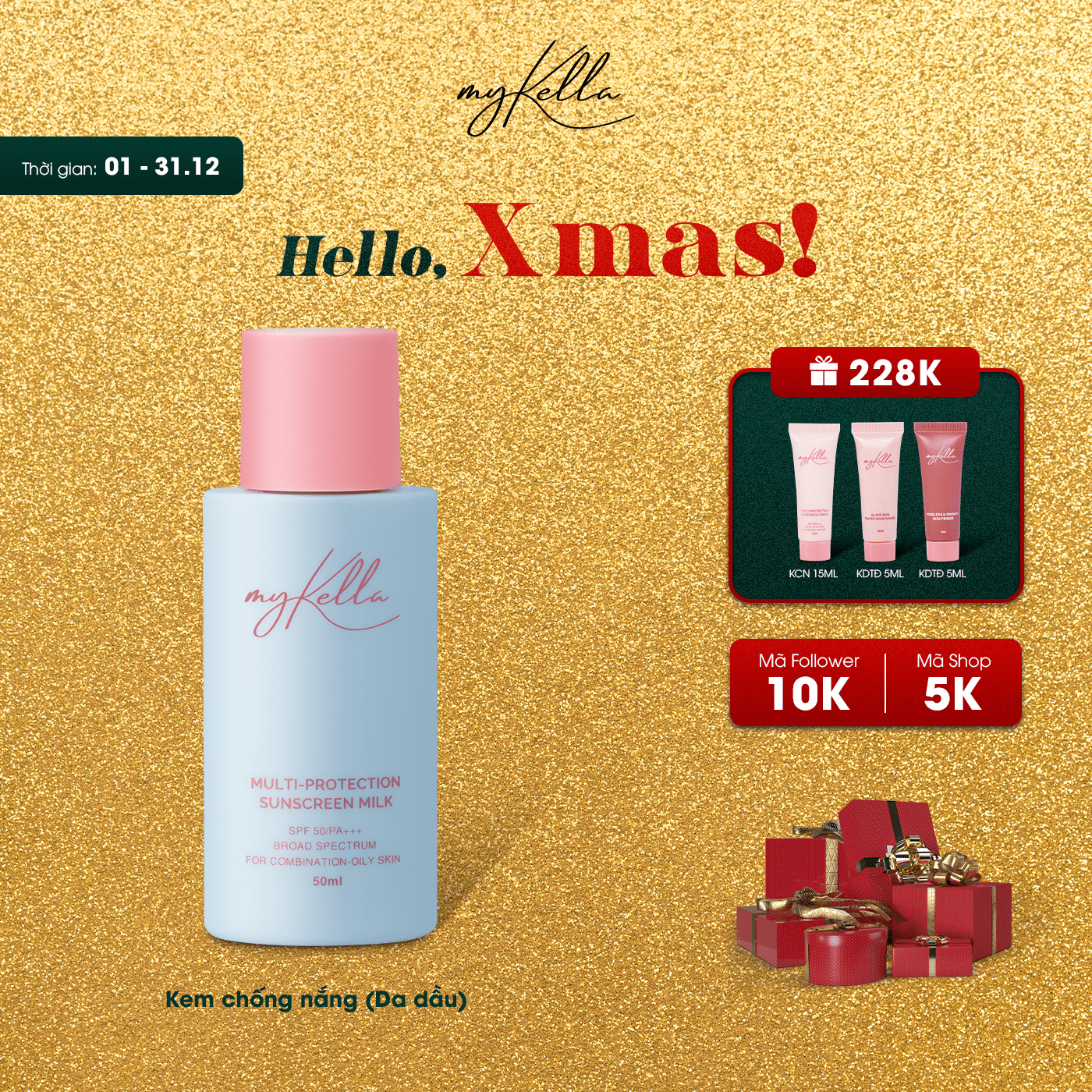 Combo Xmas 3 - Nước hoa hồng + Kem chống nắng