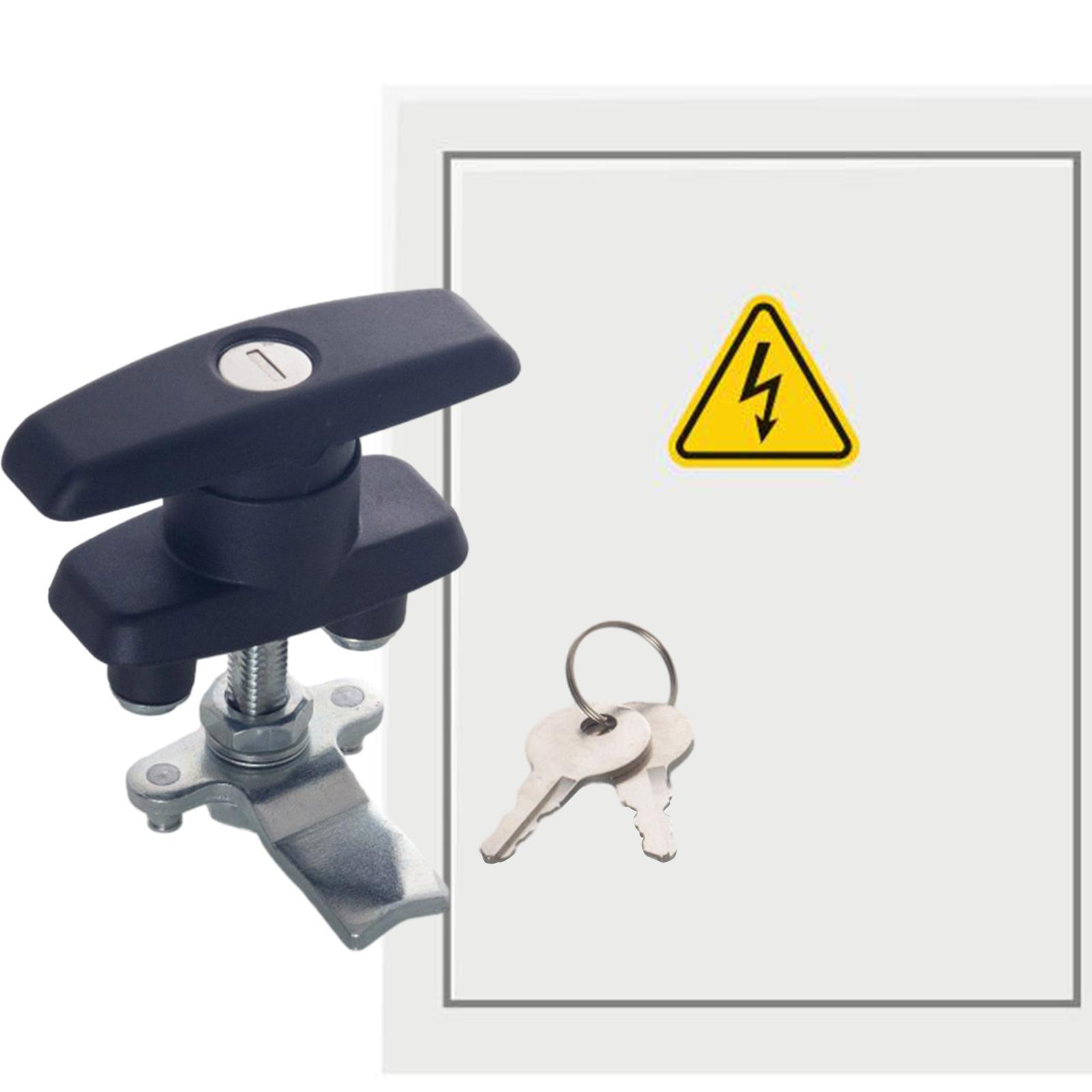 T Handle Door Lock Latch, Shed Door Lock with Keys, Heavy Duty Locking Latch for Trailer, Tool Case, Distribution Box