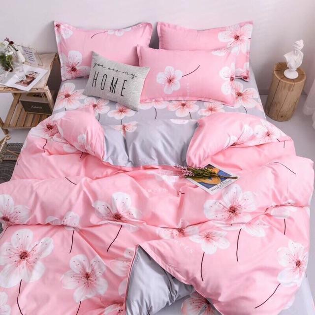 Poly hoa đào hồng - m8x2m, nệm dày 13cm ,Không vỏ chăn