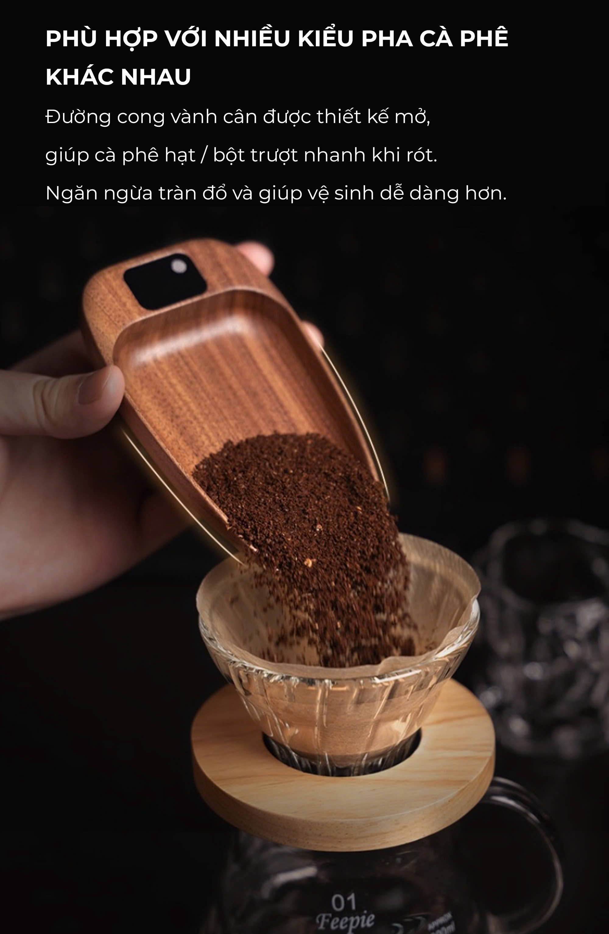 Cân điện tử gỗ tự nhiên cân cà phê cân trà