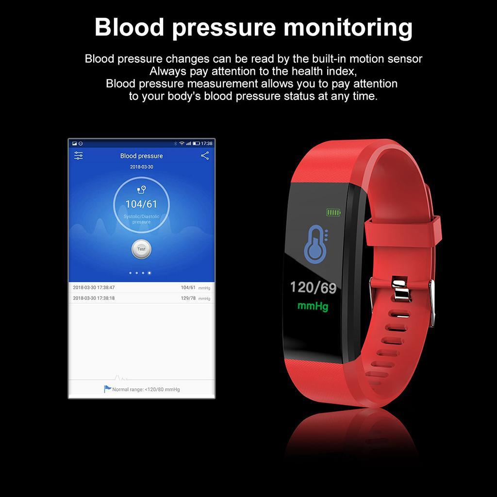 2x115 Plus Smart Watch Bracelet Fitness Tracker Heart Rate Monitor Blue