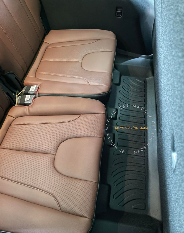 Thảm lót sàn xe ô tô Hyundai Santafe 2019-2023 Nhãn hiệu Macsim chất liệu nhựa TPE cao cấp màu đen
