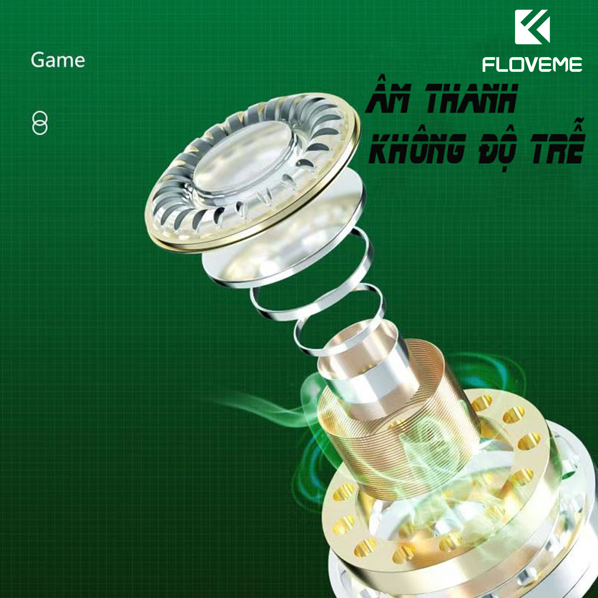 Tai nghe gaming nhét tai FLOVEME K15 không dây điều khiển cảm ứng chất lượng cao, có đèn led siêu đỉnh - Độ trễ thấp - Hàng chính hãng