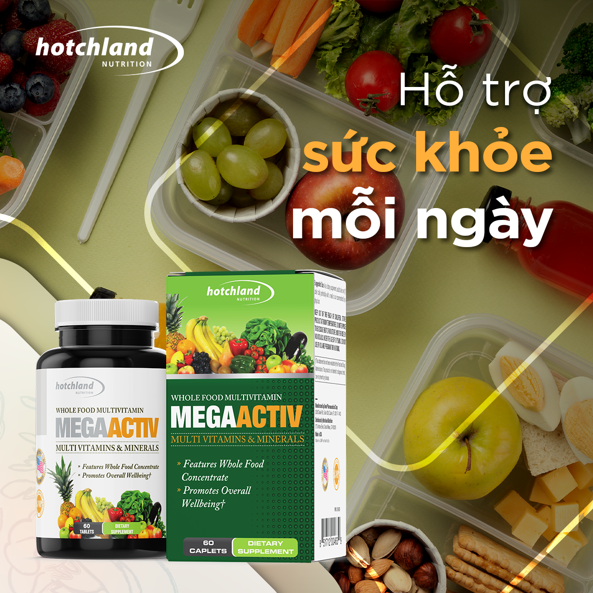 Viên uống bổ sung Vitamin tổng hợp, tăng cường sức đề kháng Hotchland MegaActiv TPBVSK-Hàng chính hãng -HL4639