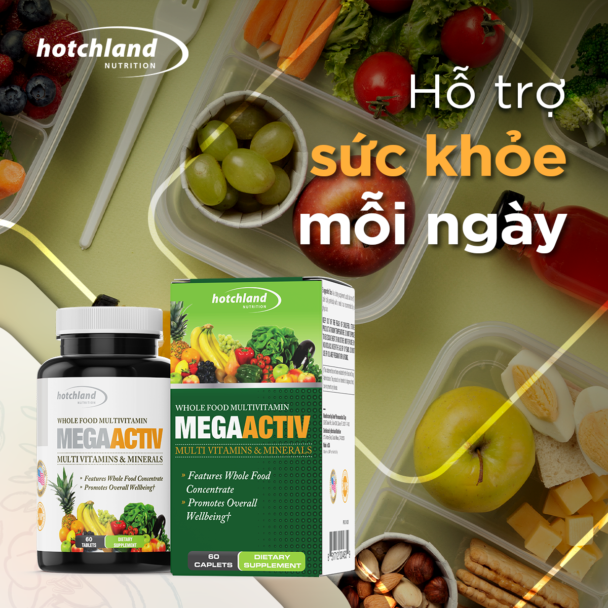 Viên uống bổ sung Vitamin tổng hợp, tăng cường sức đề kháng Hotchland MegaActiv TPBVSK-Hàng chính hãng [Hộp 60 Viên]-HL4639