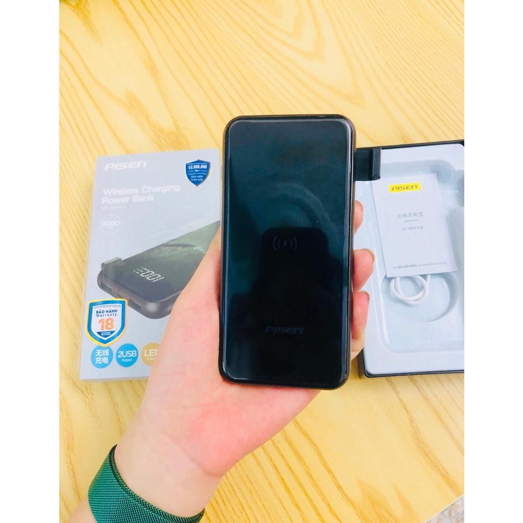 Sạc Dự Phòng Không Dây Pisen Wireless Charging 8000mAh - , Grey, Hàng chính hãng