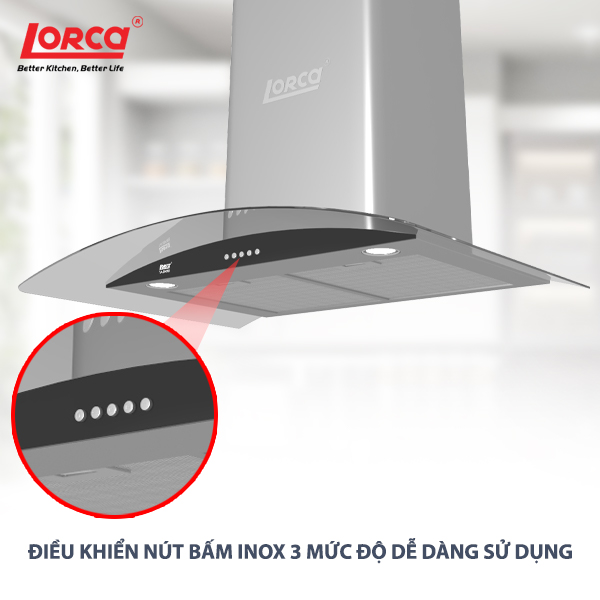 Máy Hút Mùi LORCA TA 2001PH - Hàng Chính Hãng Cao Cấp Bền Bỉ Tiết Kiệm Điện Chống Ồn Tốt