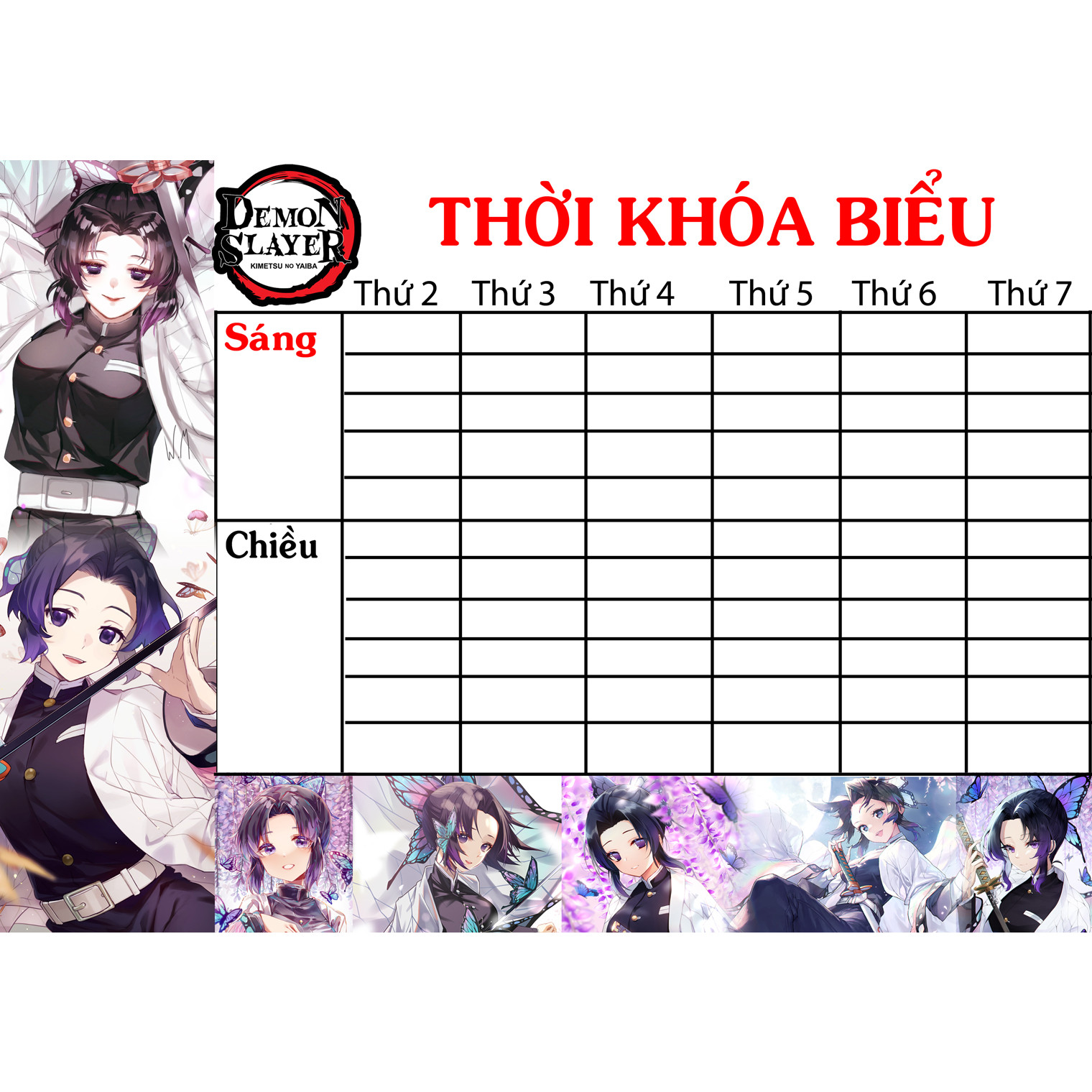 COMBO 2 THỜI KHOÁ BIỂU Kimetsu no Yaiba 15x21cm