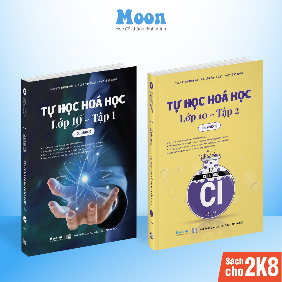 Combo 2 sách tự học hoá học lớp 10 chương trình mới moonbook