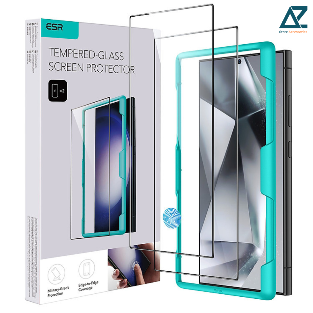 Bộ 2 Kính Cường Lực ESR Tempered-Glass Screen Protector cho Samsung Galaxy S24 Ultra, kèm khung dán_ Hàng chính hãng