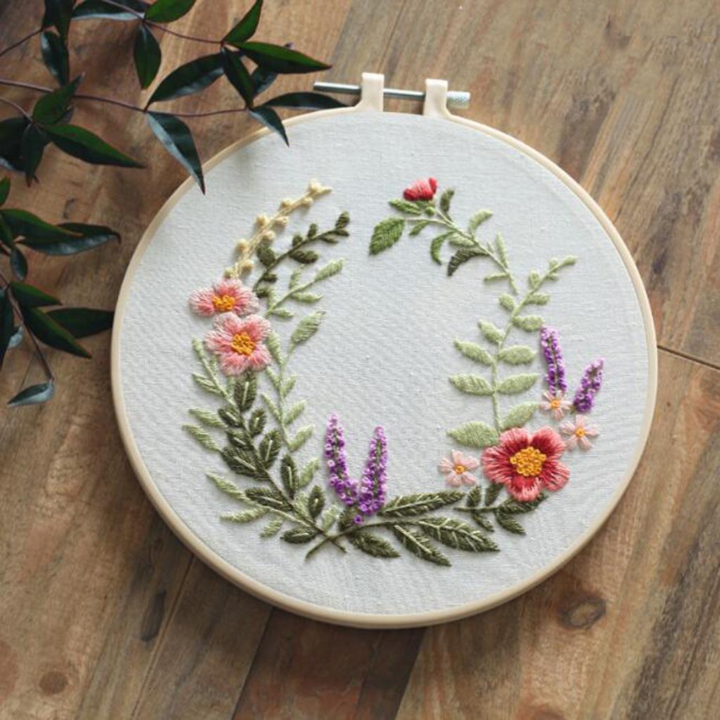 3x Floral Embroidery Starter Kit Pre-printed Cross Stitch