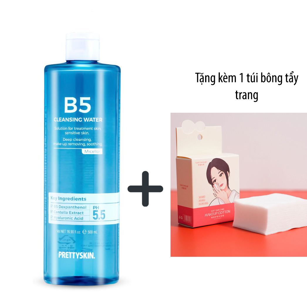 Nước tẩy trang dưỡng ẩm, dịu nhẹ B5 Pretty Skin Cleansing Water dành cho da nhạy cảm, da treatment 500ml