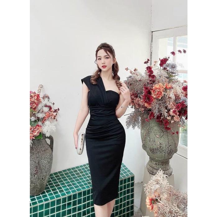 Đầm body nữ lệch vai xếp ly eo sang chảnh với 4 màu sắc thích hợp cho nàng dạ tiệc