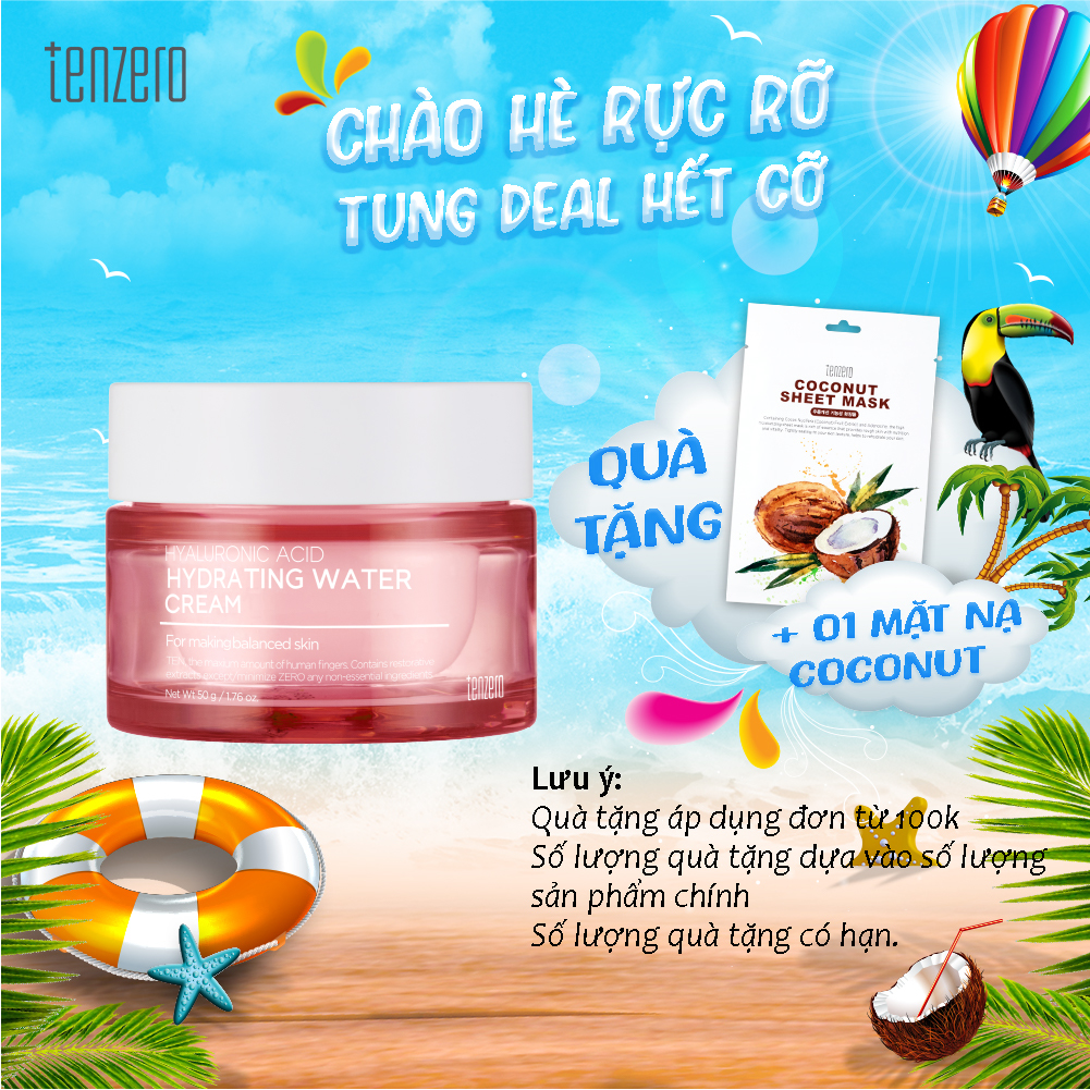 Kem Dưỡng Ẩm Chuyên Sâu, Cấp Nước Tenzero Hyaluronic Acid Hydrating Water Cream 50g