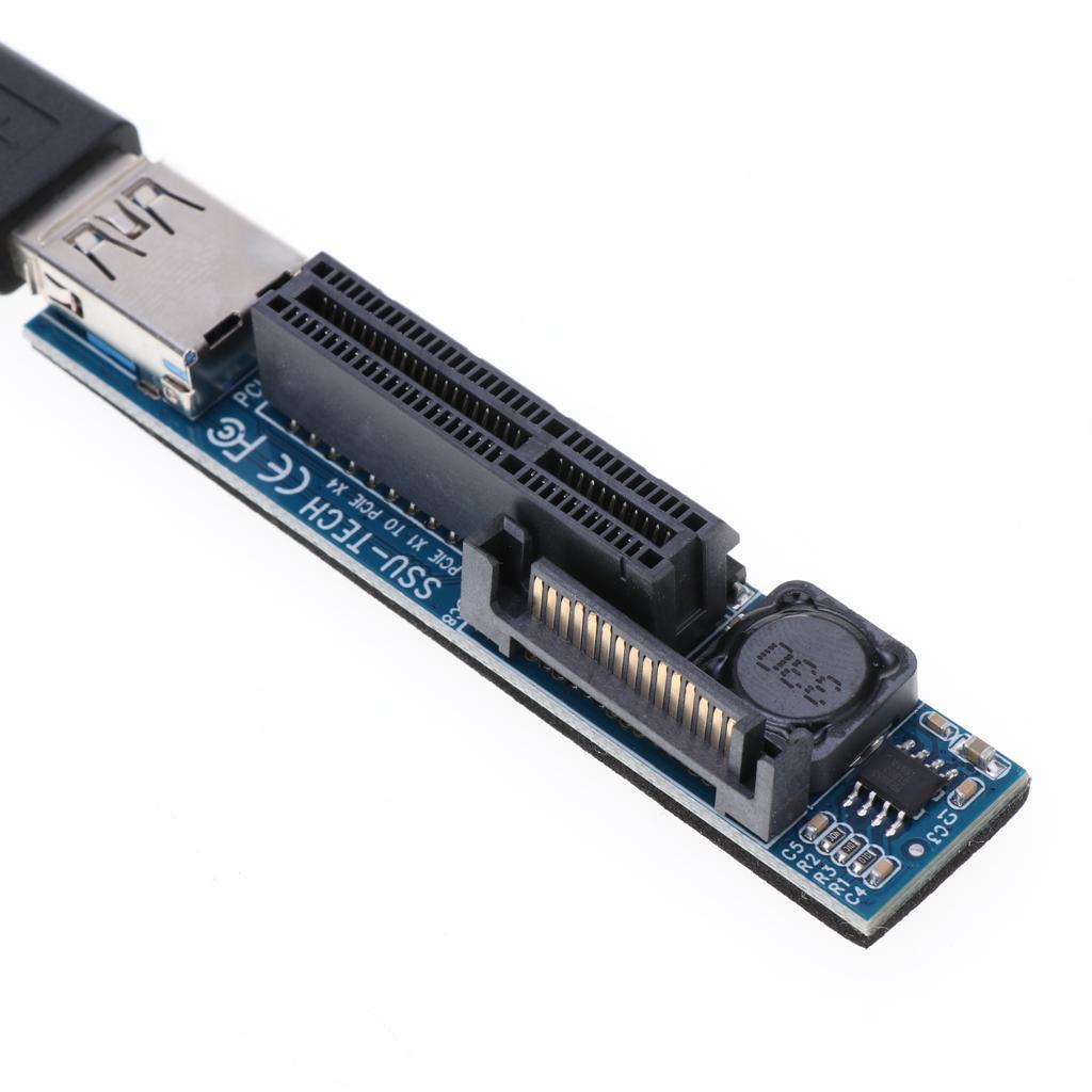 PCI Riser Extend Adapter Card with USB 3.0 Cable, Overcurrent Protection