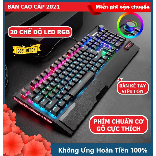 Bàn Phím Cơ Gaming CAO CẤP XSmart K1000 FULL LED RGB Có Kê Tay, Blue Switch Gõ Cực Đã Cho Laptop Máy Tính PC, Cổng USB - Hàng Chính Hãng
