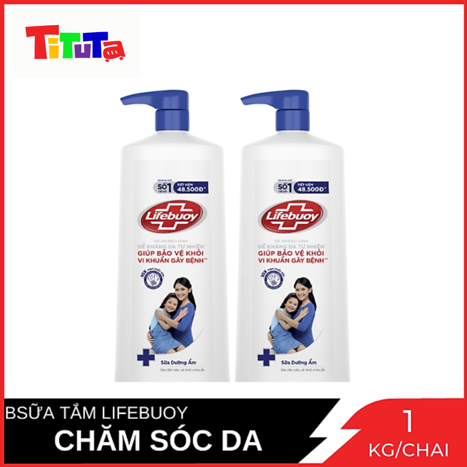 COMBO 2 chai sữa tắm Lifebuoy Chăm sóc da (Xanh) Chai 1kg