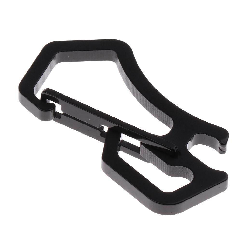 2 Pieces Carabiner Keychain Bottle Opener with Keyring Key Chain Corrosion Resistance Black Gray