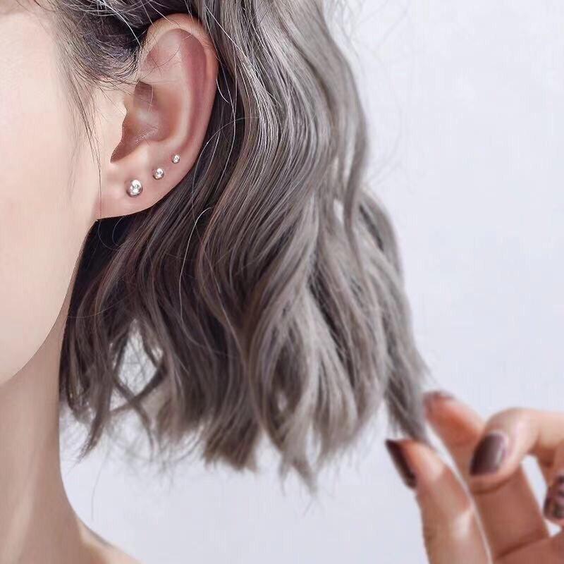 Bông tai bi titan quả tạ đuôi vặn cam kết không đen không gỉ