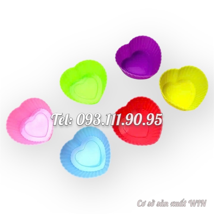 Bộ 10 khuôn silicon 3 lớp làm bánh, rau câu, bánh bông lan, bánh da lợn hình tim – Mã số 1140