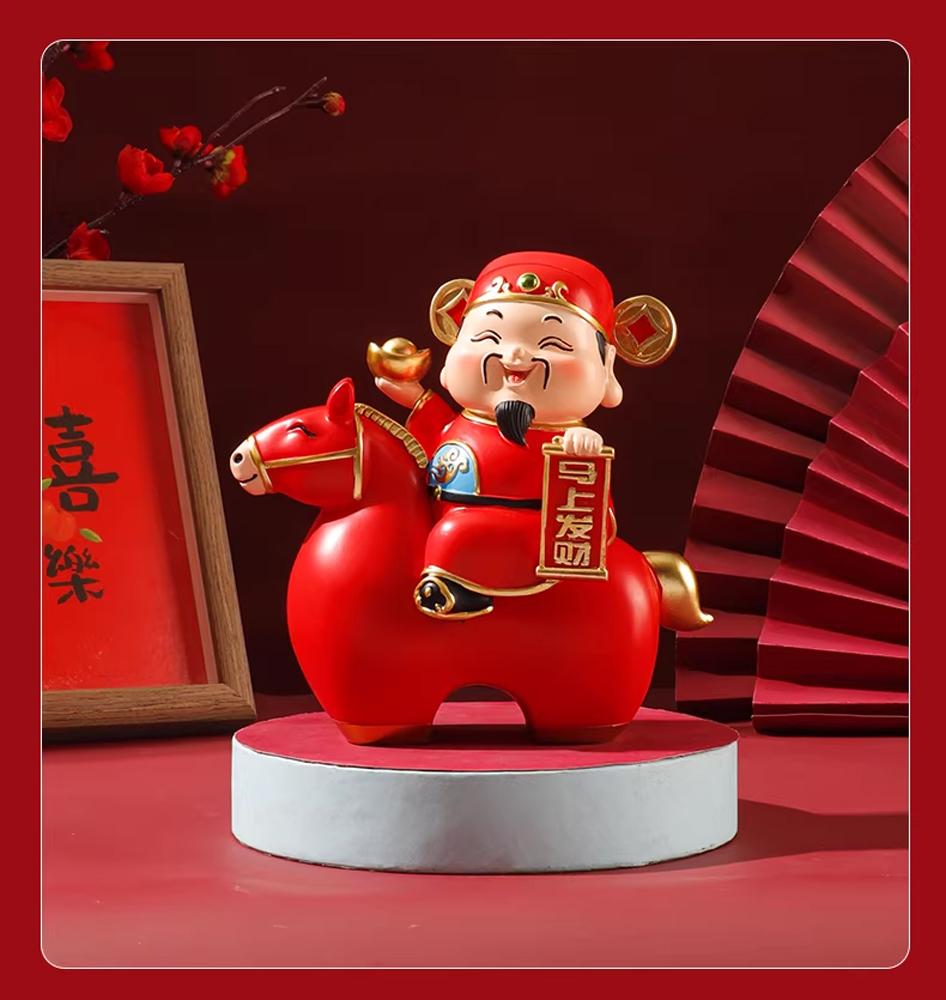 Tượng Thần Tài Cưỡi Ngựa May Mắn - Trang Trí Tết - 17 x 17 x 9 cm - 7082-1