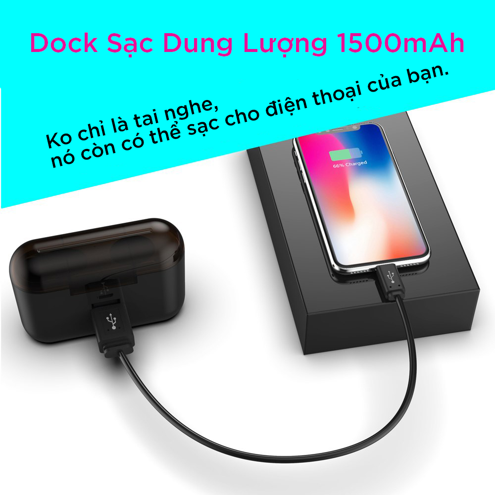 Earphone WlRELESS 5.0 HBQ - Nhập Trung Quốc - Tặng Móc Chìa Khoá LAVATINO Chính Hãng