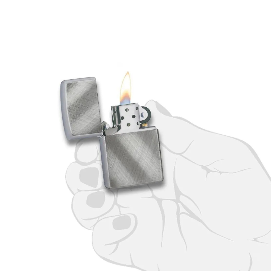 Bật Lửa Zippo Classic Diagonal Weave Chính Hãng - Zippo Chải Xước Chéo Chrome Bạc Cao Cấp
