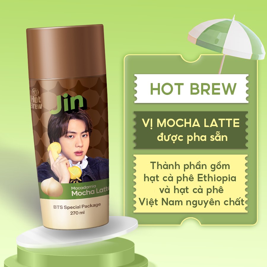 [Combo 7 chai] Cà phê Hot Brew vị Macadamia Mocha Latte Coffee phiên bản BTS - Cafe uống ngay có vị mocha, chocolate - Chai 270ml