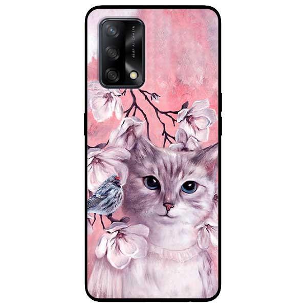 Ốp lưng dành cho Oppo A54 - A74 - A94 mẫu Mèo Và Chim Hồng